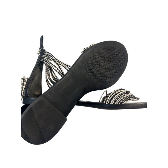 Tory Burch Mignon Rings Black-silver Ankle Strap sandals 11687 size 11 - Picture 8 of 9